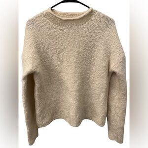 J.Crew Factory Ivory Boucle Knit Mock Neck Sweater Size Medium